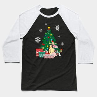 Cow And Chicken Around The Christmas Tree Baseball T-Shirt